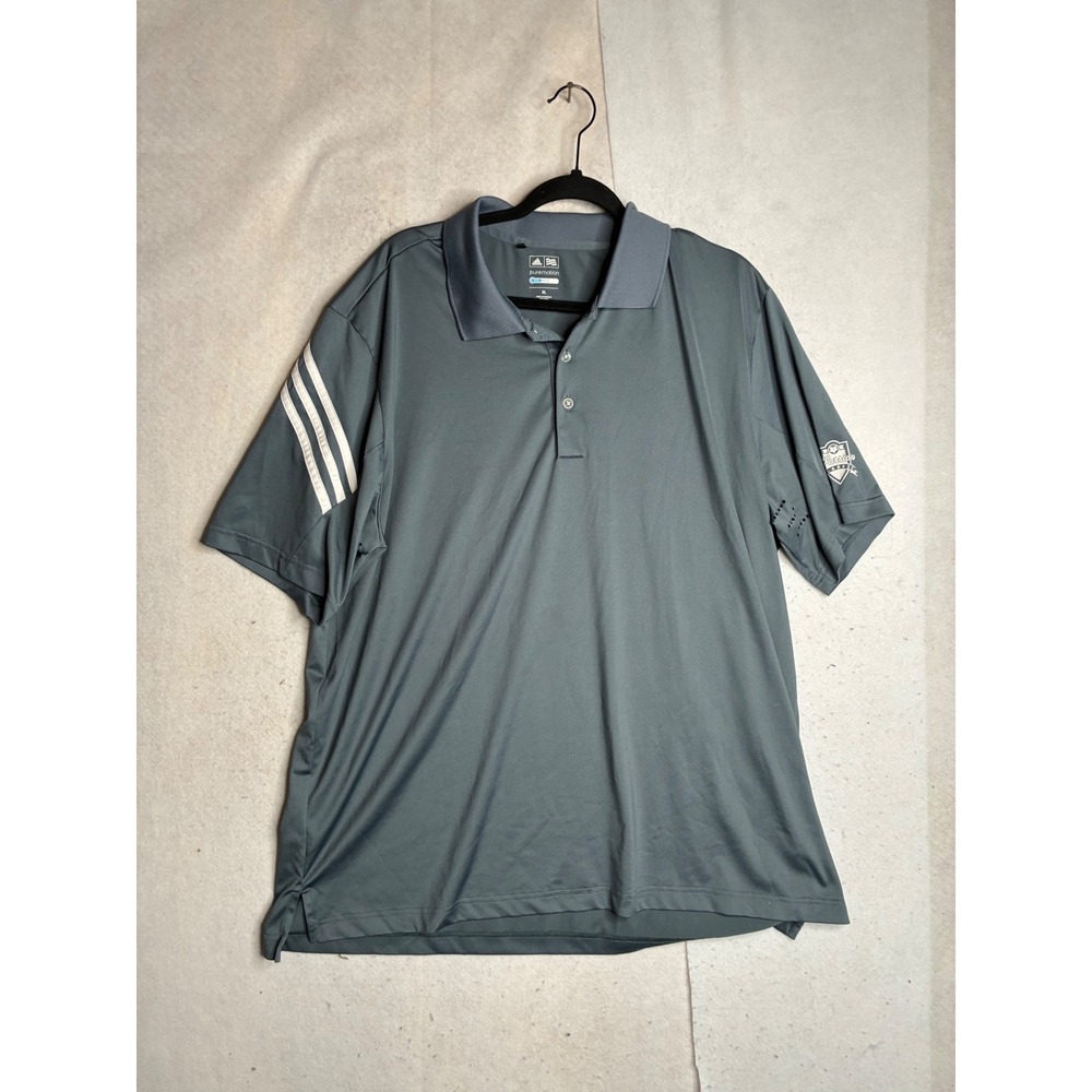 Adidas Puremotion Coolmax Mens XL Gray Golf Polo Shirt Warrior Classic 3 Stripe